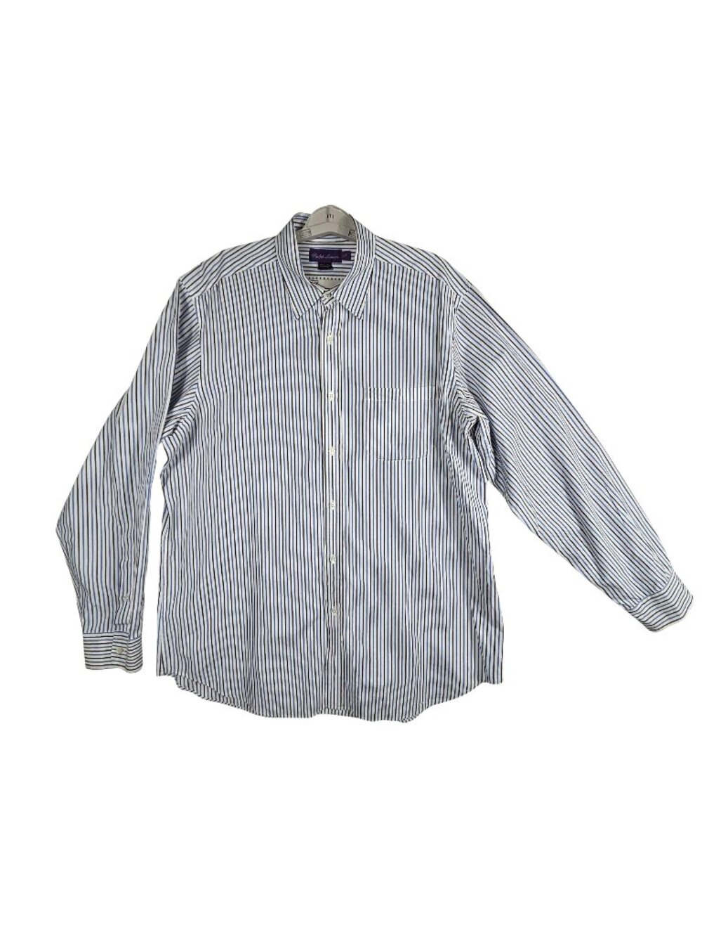 Ralph Lauren Purple Label Mens Striped Dress Shirt White Blue Cotton XL Italy